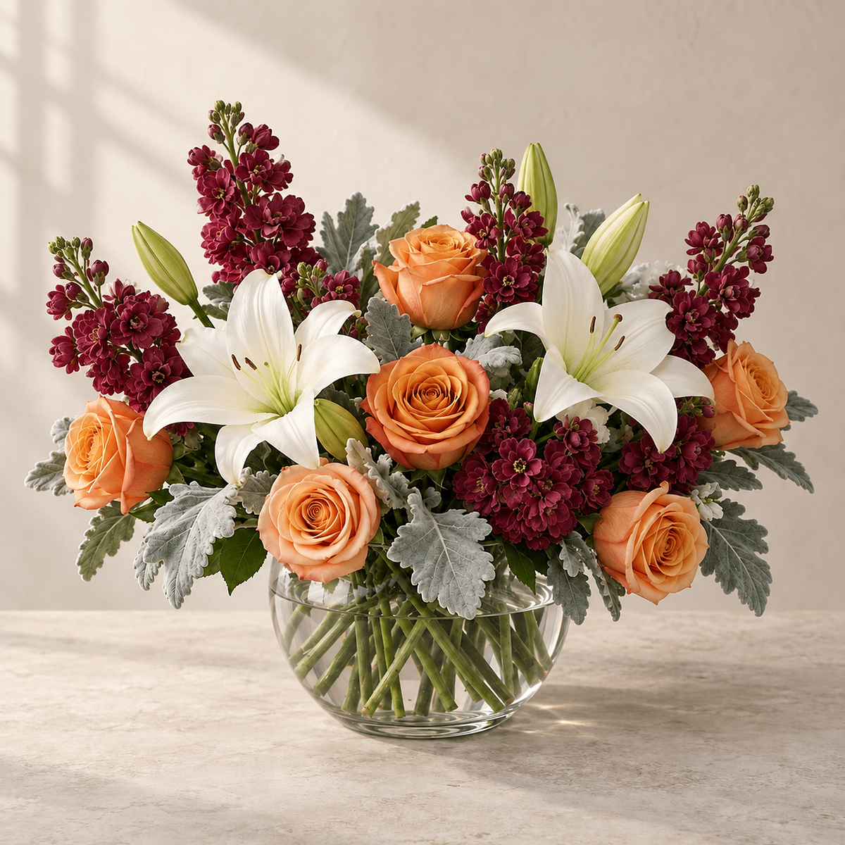 Fall seasonal palette for Ivory Haven Bouquet
