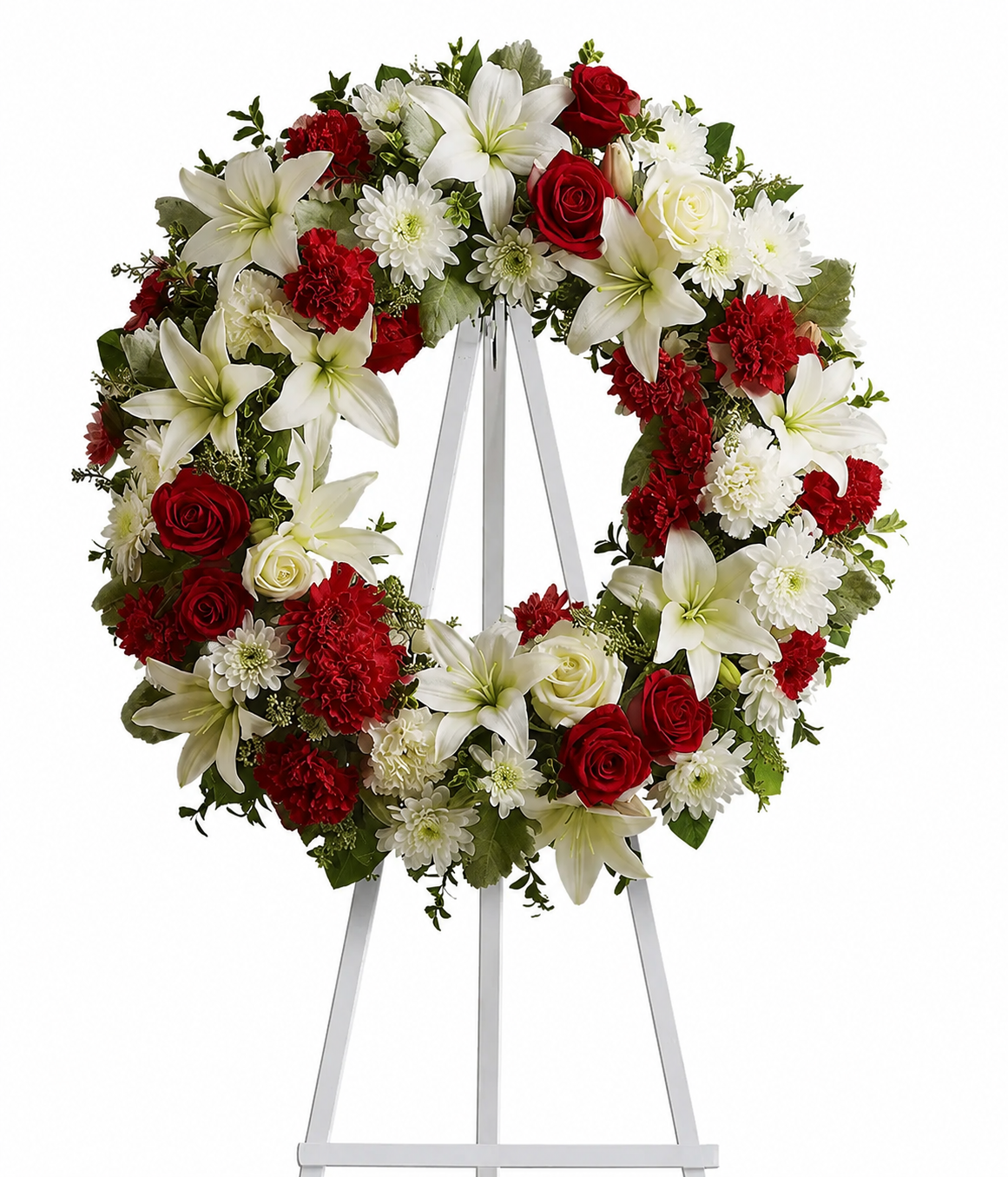 Velvet red and white floral remembrance wreath
