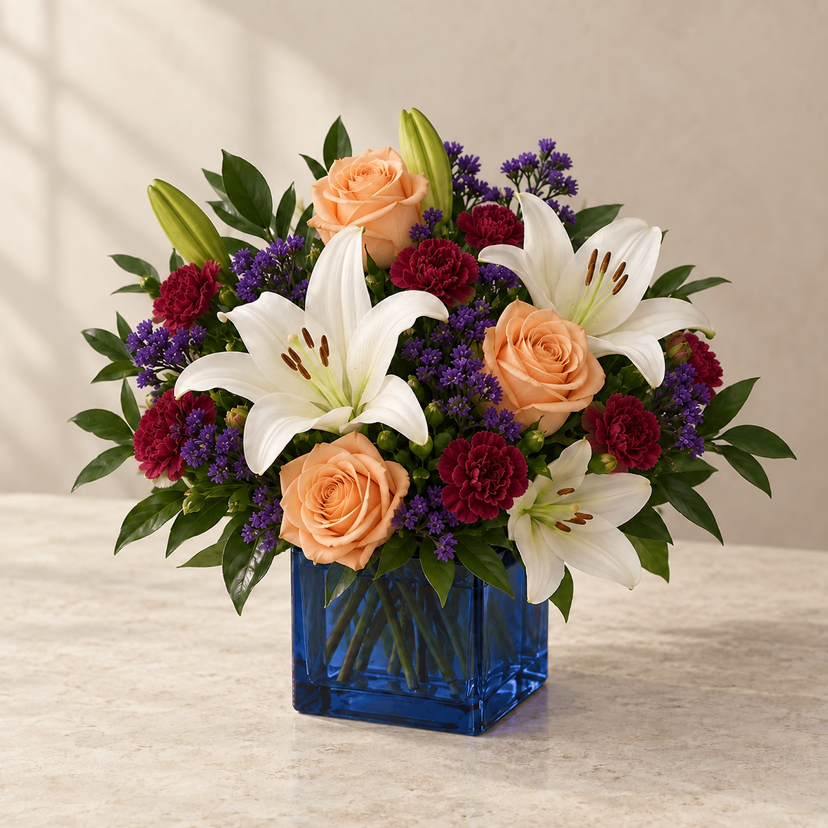 Fall seasonal palette for Sapphire Comfort Bouquet